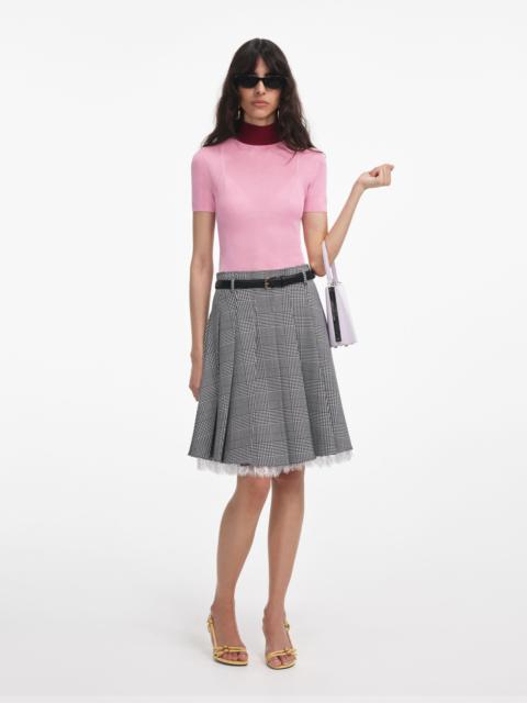 Pink Viscose Knit Short Sleeve Top