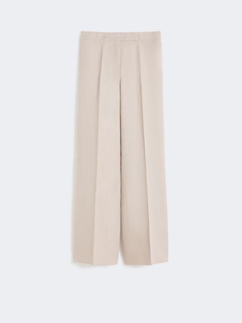 Wide-leg trousers in linen basketweave - SAND