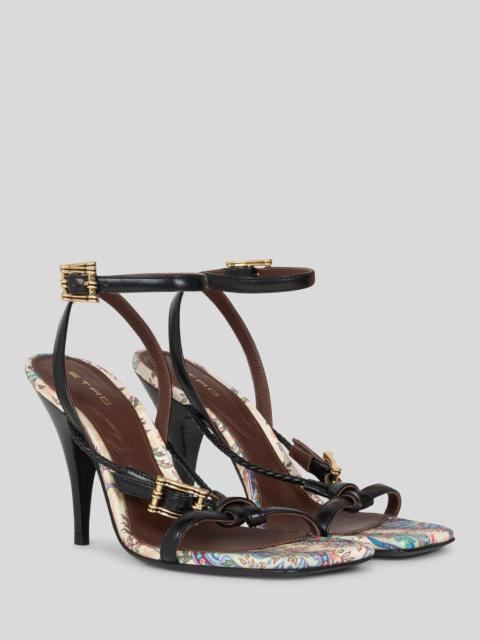 HIGH-HEELED SANDALS IN WOVEN LEATHER