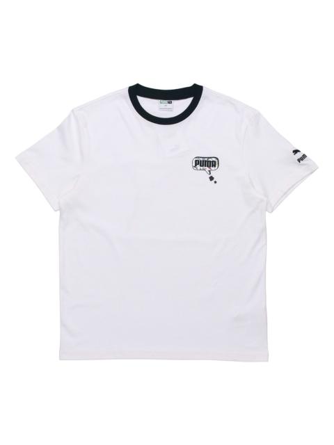 PUMA Awareness Logo Embroidered Sports Loose Round Neck Short Sleeve White 532034-02