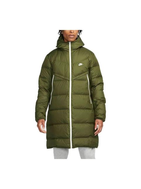 Nike Logo Sports Hooded Down Coat 'Military Green' DD6789-326