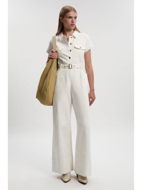 Denim Corset Waist Detail Wide Leg Jumpsuit