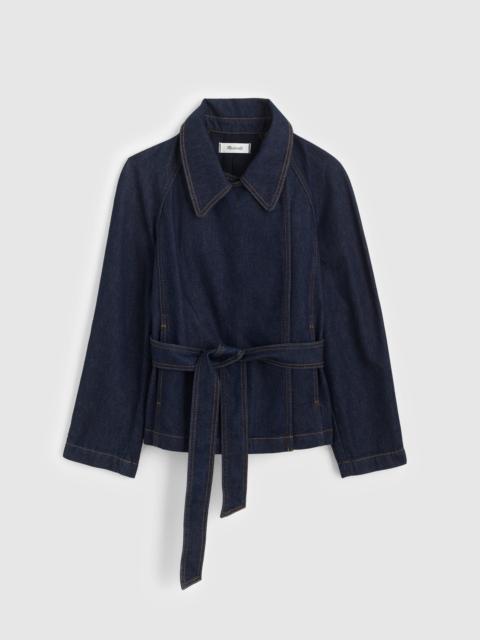 Denim Double-Breasted Crop Trench Coat