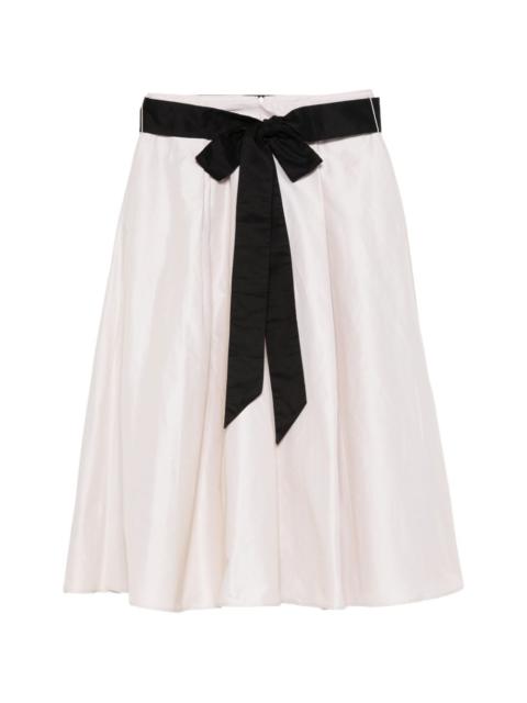 belted pleated midi skirt
