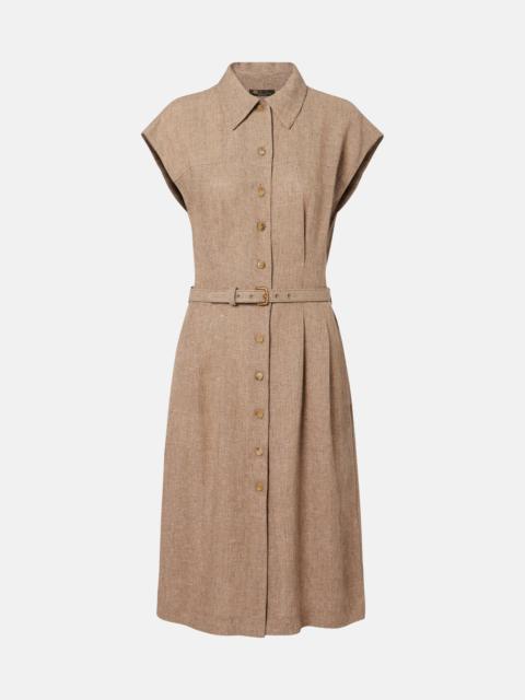 Maise belted linen crêpe shirt dress