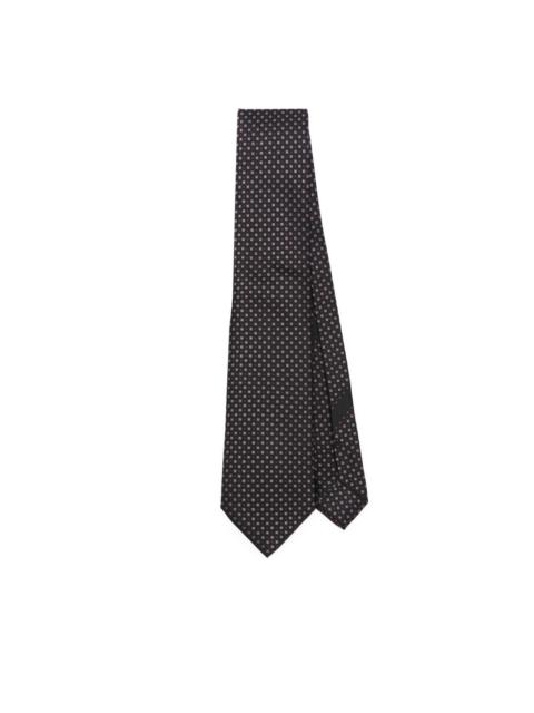 geometric-pattern silk tie