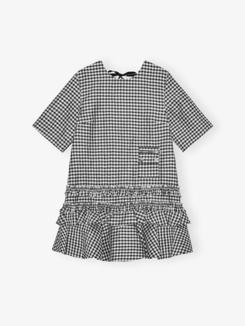 CRINKLED CHECK MINI DRESS