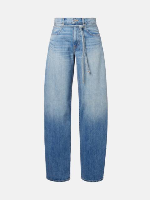 Hailey belted mid-rise barrel-leg jeans