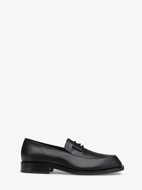 Black leather loafers