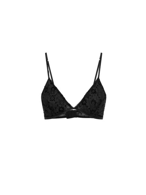 MOONOGRAM MESH FLOCK BRA