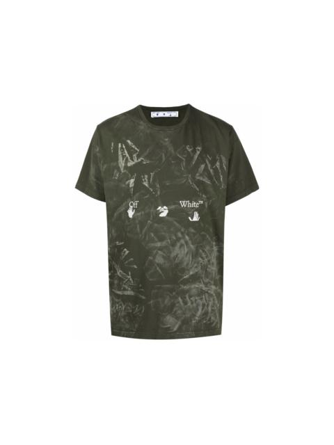 OFF-WHITE Paint Effect T-shirt Green/White