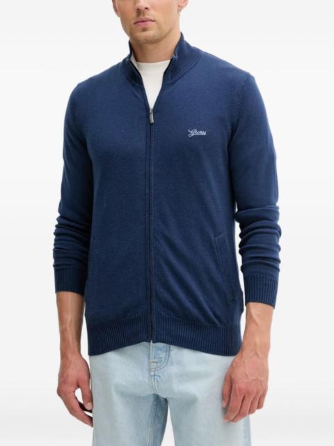 logo-embroidered cardigan