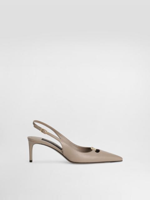 Silk-effect nappa leather slingback