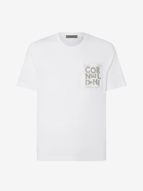 White crew neck cotton jersey t-shirt