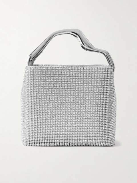 Solene Mini Crystal-embellished Metallic Leather Tote