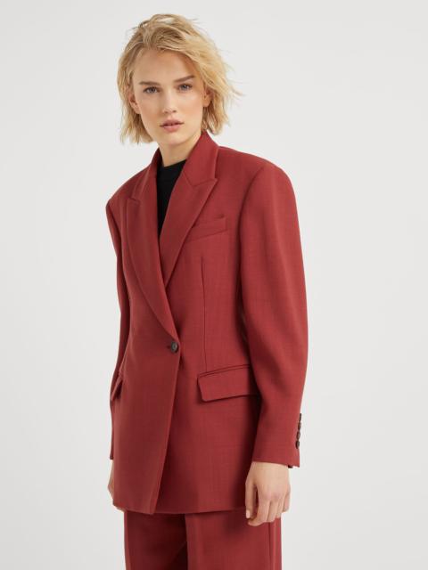 Malfilé virgin wool twill blazer with monili