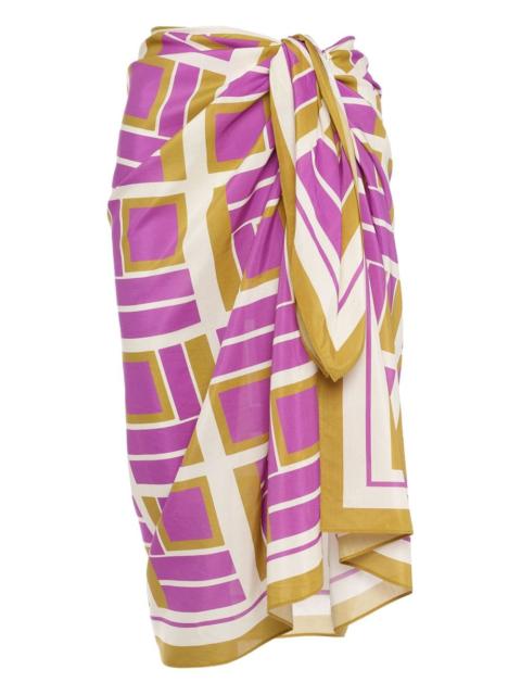 Vibration geometric-print beach wrap skirt