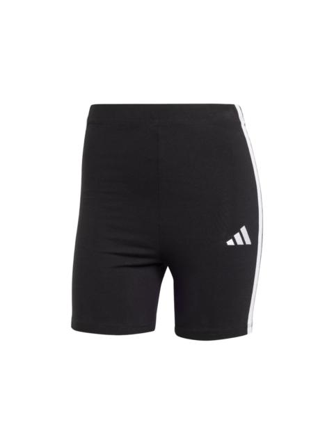 adidas Women's Essentials 3-Stripes High Waisted Biker Shorts Black/White