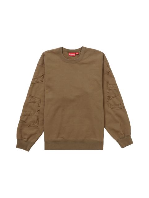 Supreme Tonal Applique Crewneck Olive Brown