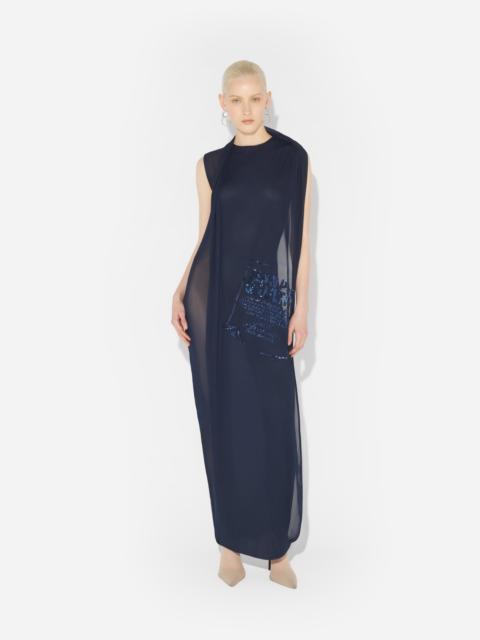 THE LONG NAVY EMBROIDERED DRESS