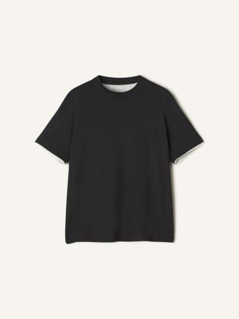 COTTON T-SHIRT WITH SILK DETAIL