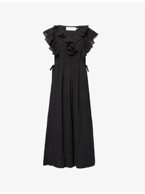 Clea Ruffled Cotton Midi Dress
