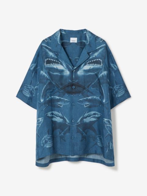 Shark Print Silk Pyjama Shirt
