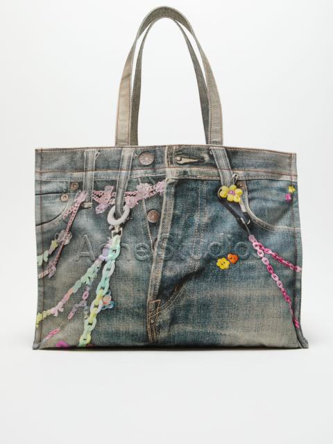 Logo shoulder tote bag - Mid blue