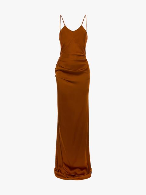 Draped Cami Floor-Length Dress In Bronze