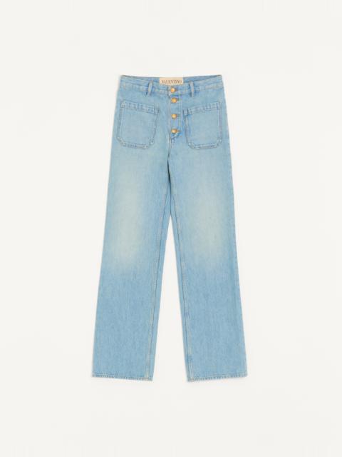 VALENTINO DENIM PANTS WITH GOLD BUTTONS