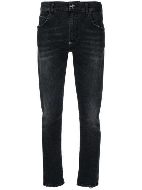 stonewashed straight-leg jeans