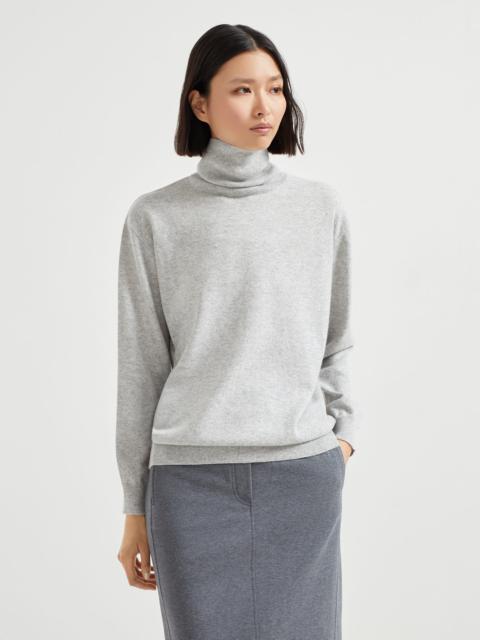 Cashmere turtleneck sweater with monili