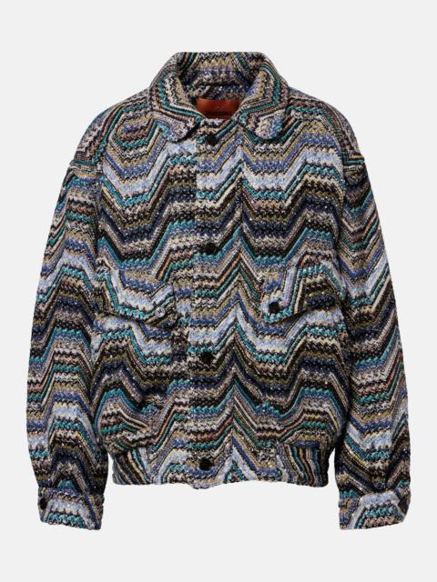 Zigzag oversized jacquard wool-blend jacket