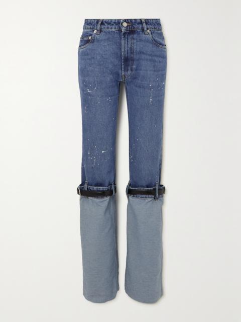 Hybrid Belted Distressed Mid-rise Straight-leg Jeans