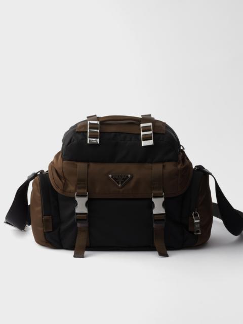 Re-Nylon and leather shoulder bag