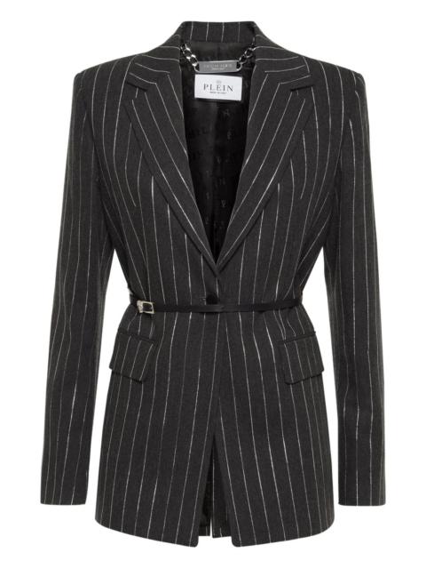 pinstriped blazer
