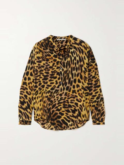 Leopard-print silk crepe de chine shirt