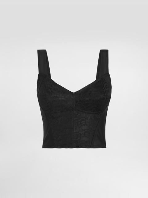 Shaper corset bustier top in jacquard and lace