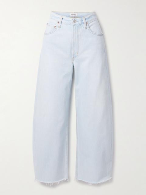 Low Curve frayed mid-rise wide-leg jeans Light denim