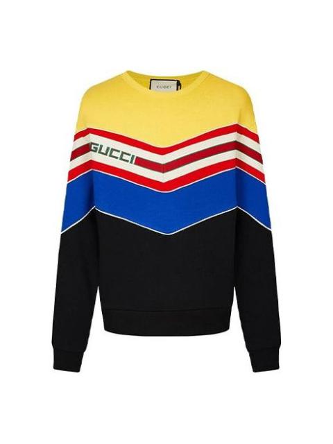 Gucci MENS Cotton Multicolor Striped Pullover Long Sleeve Black 560495-XJATN-1074
