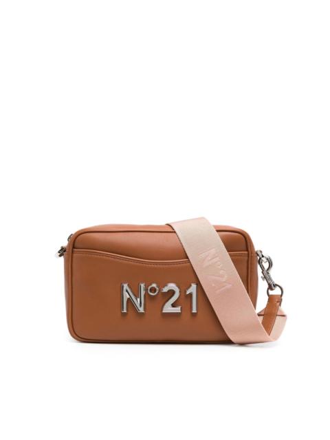 logo-plaque leather crossbody bag