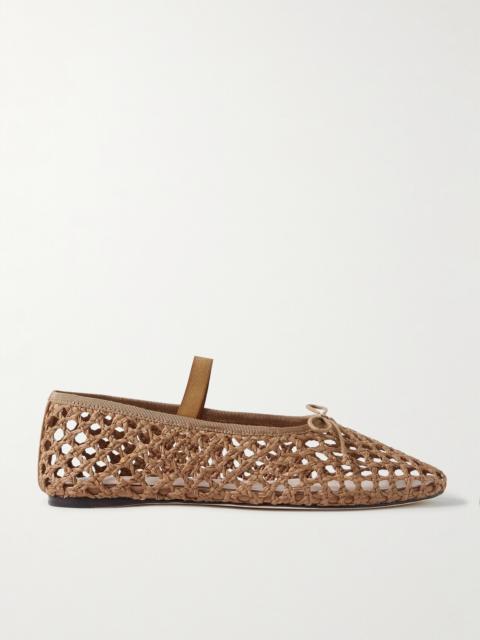 Leonie Grosgrain-trimmed Raffia Mary Jane Ballet Flats