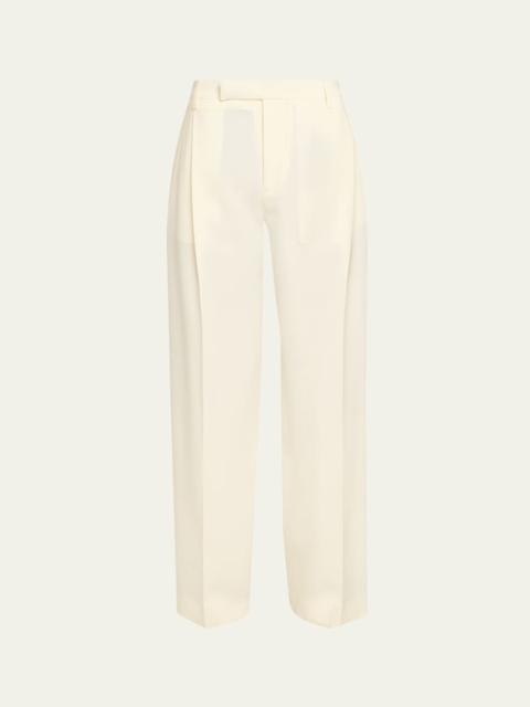 Pleated Straight-Leg Trousers