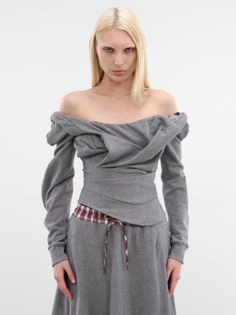 Gray Cotton Draped Bounce Top