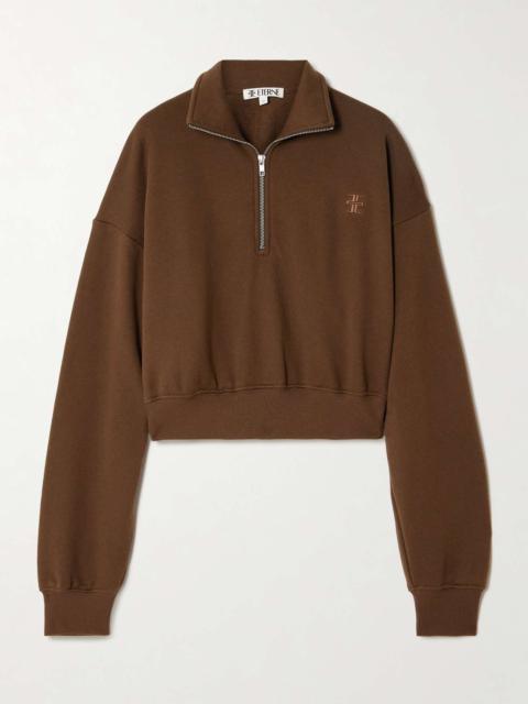 Cropped embroidered cotton and modal-blend sweater