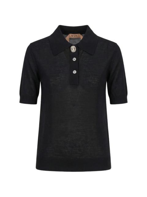 jewel-button polo shirt