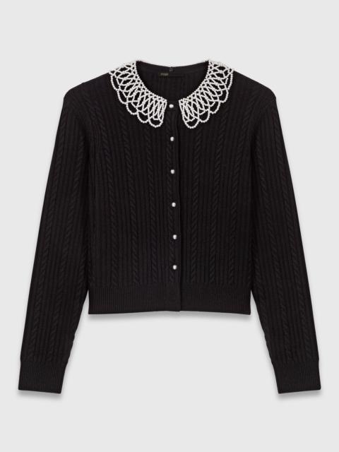 Cardigan with removable beaded collar