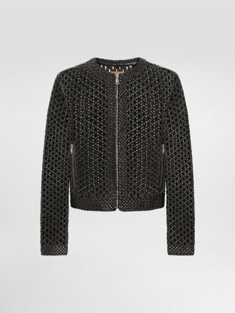 Woven nappa leather jacket