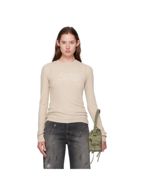 Beige Layered Long-Sleeve T-shirt