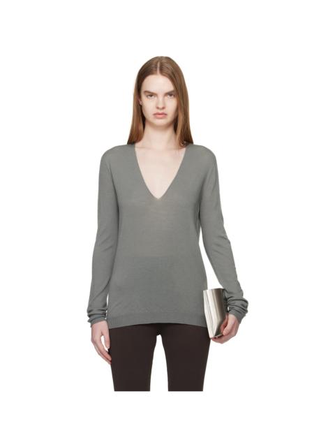 Khaki Temple V Neck Pull Sweater